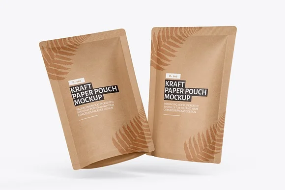4 Kraft Paper Pouch Mockup PSD
