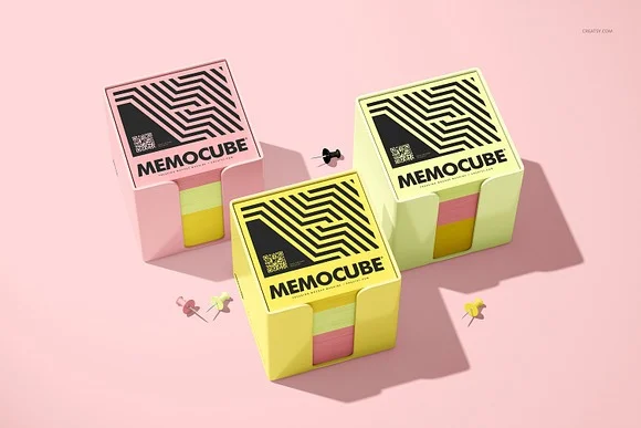 4 Memo Block Cube Mockup