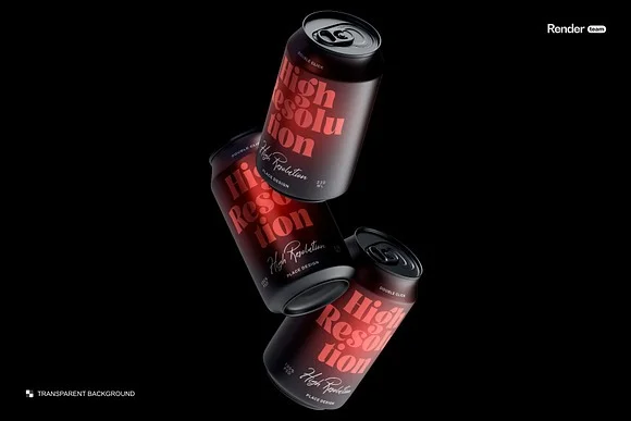 4 Metal Soda Can Mockup