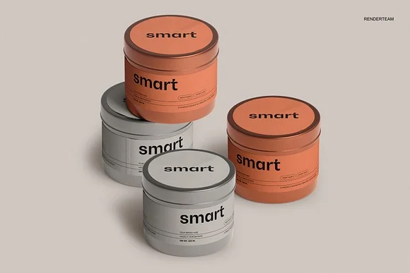 4 Metal Tin Jar Mockup PSD