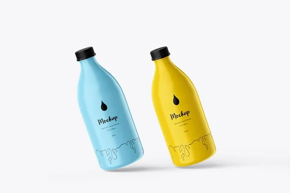 4 Milk Bottle Packaging Mockup