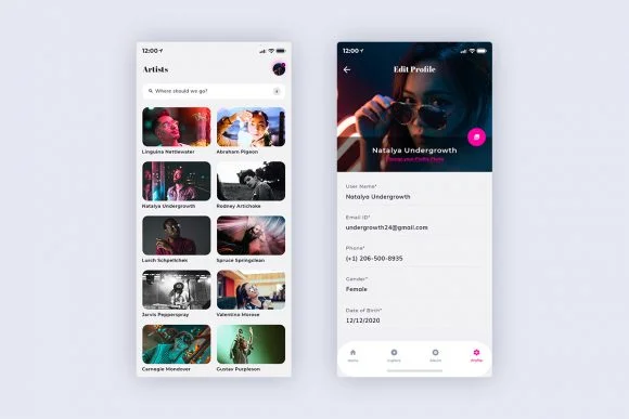 4 Music Mobile App UI Kit