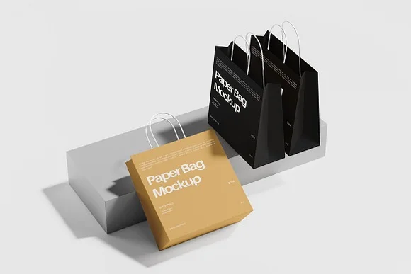 4 Paper Bag Mockup