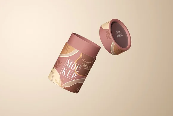 4 Paper Tube Packaging Mockup PSD