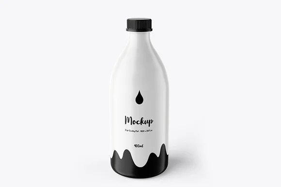 4 Plastic Milk Bottle Mockup
