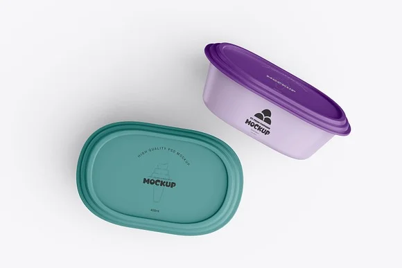 4 Plastic Tub Box PSD Mockup