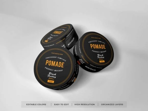 4 Pomade Packaging Mockup Bundle