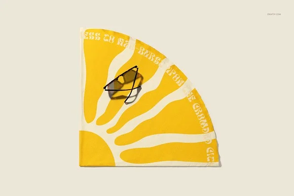 4 Round Beach Towel Mockup
