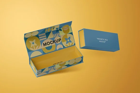 4 Slim Rectangular Magnetic Box Mockup