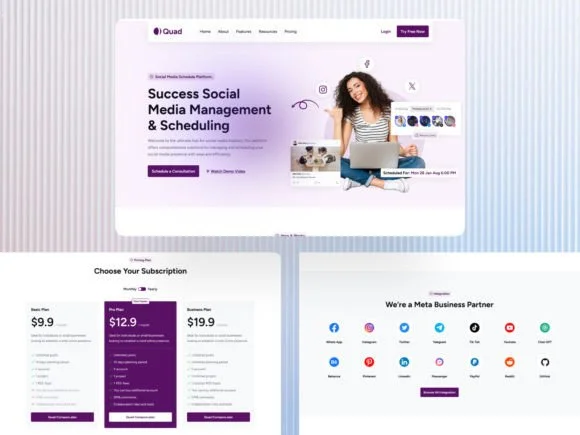 4 Social Media Management Landing Page