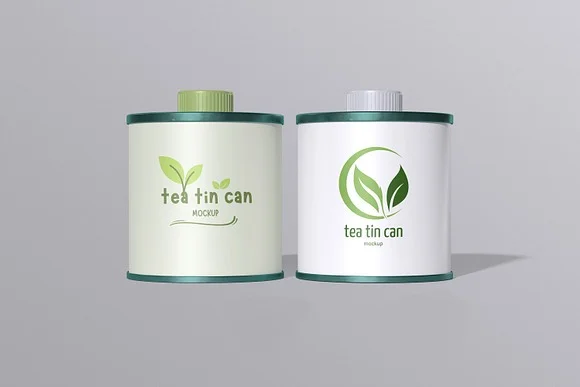 4 Tea Tin Can Mockup