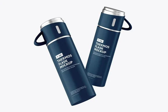 4 Thermos Flask PSD Mockup
