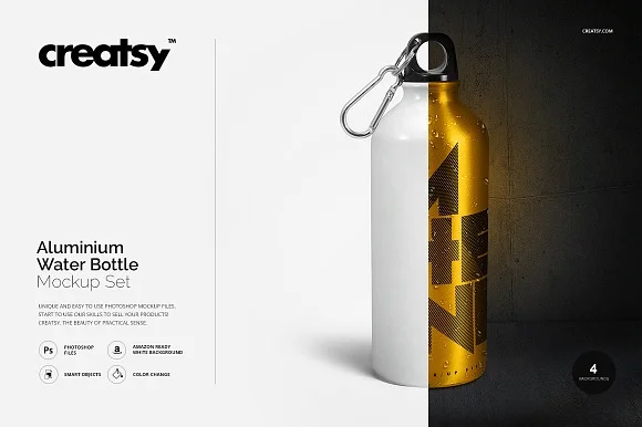 Aluminium Water Bottle Mockup