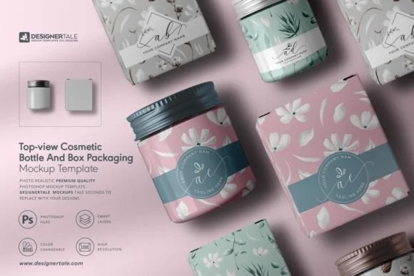 Cosmetic and Box Packaging Mockup