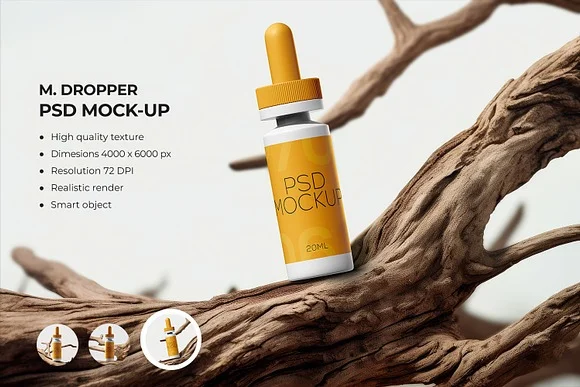 Dropper Medicine Bottle PSD Mockup