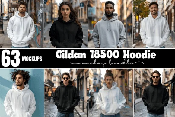 Gildan 18500 Hoodie Mockups Bundle
