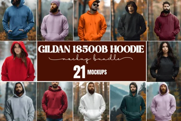 Gildan 18500 Hoodie Mockups Bundle