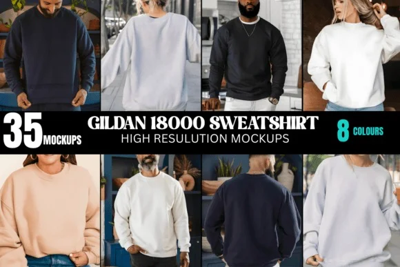 Gildan Sweatshirt Mockup Bundle