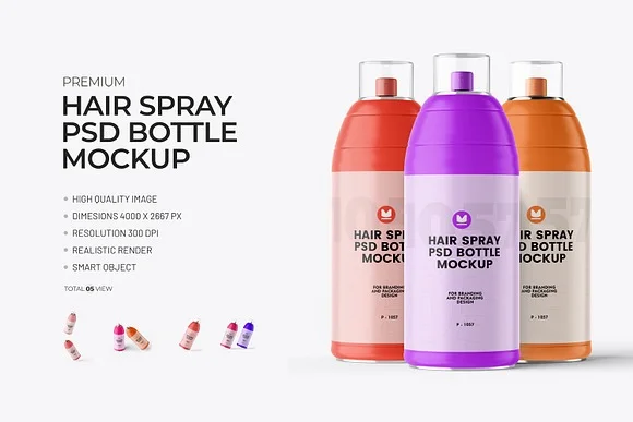 Hair Spray Bottle PSD Mockup