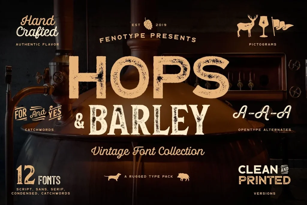 Hops Barley font Collection