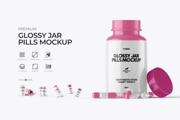 Medicine Pills Jar Mockup PSD