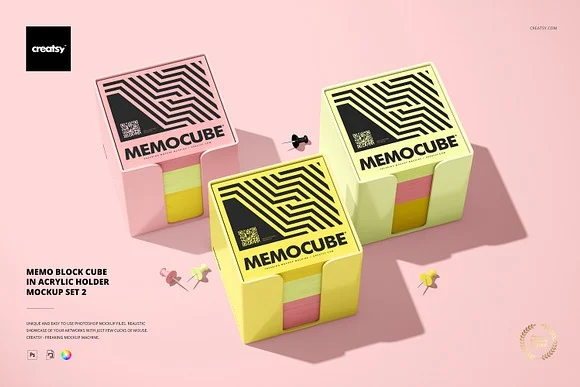 Memo Block Cube Mockup