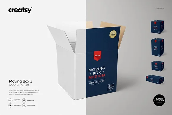 Moving Box Mockup PSD