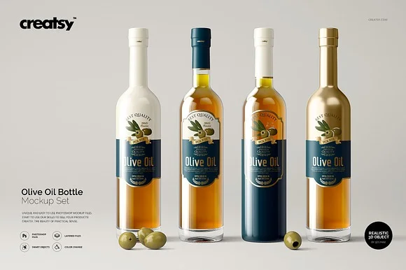 Olive Oil Bottle Mockup PSD