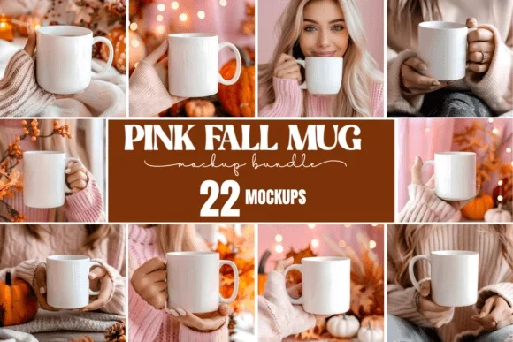 Pink Fall Mug Mockups Bundle