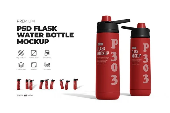 Plastic Flask Water Bottle Mockup