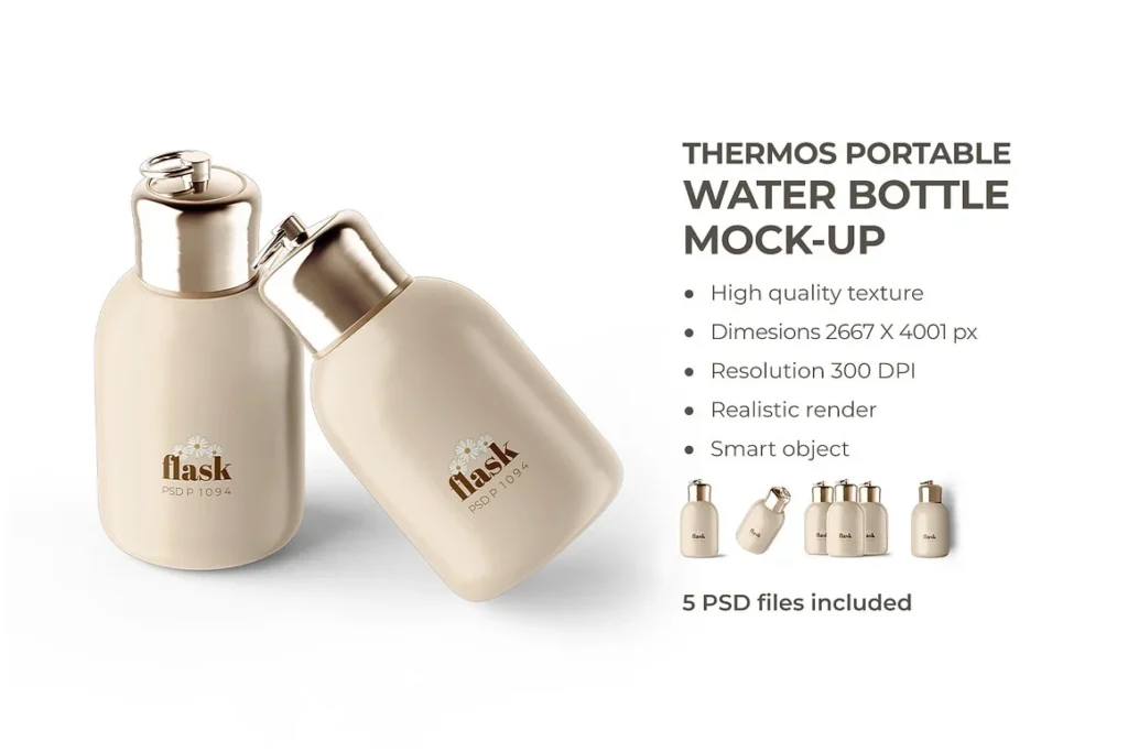 Thermos Water Bottle Mockup