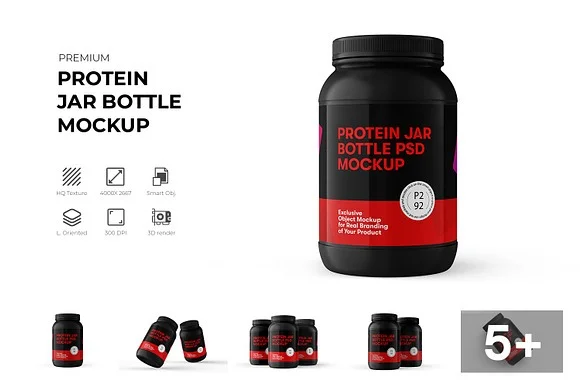 Protein Jar Bottle Mockup