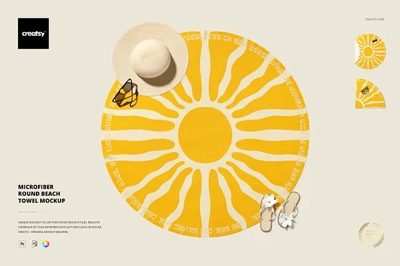Round Beach Towel Mockup