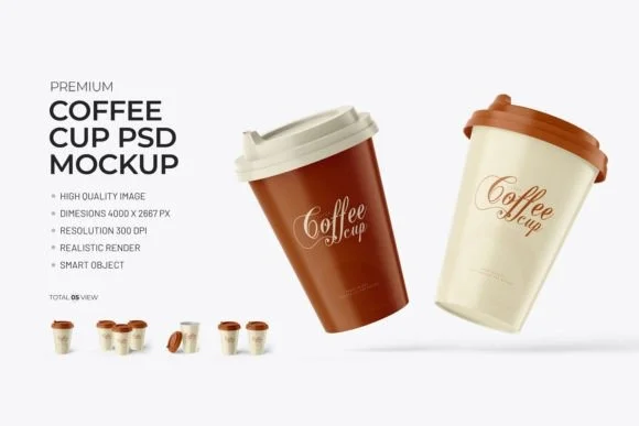 Stylish Coffee Cup PSD Mockups