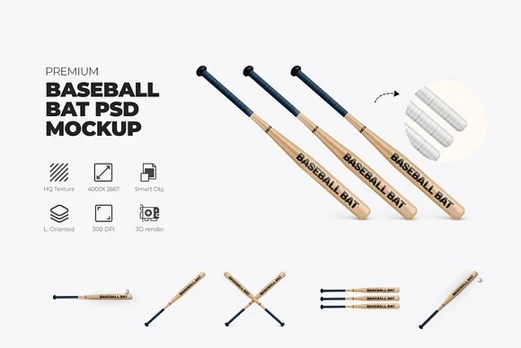 Wooden Baseball Bat Mockup