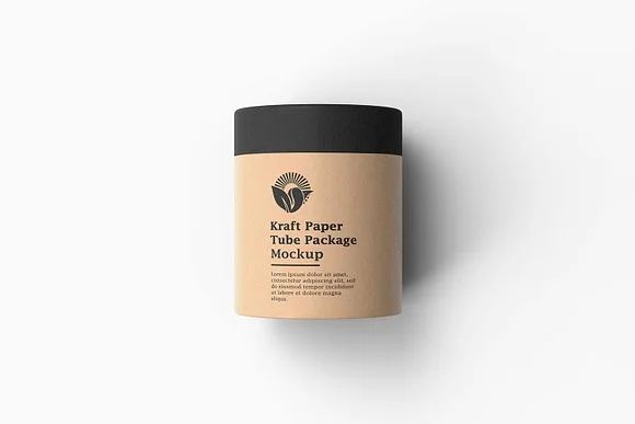 2 Kraft Tube Package Box PSD Mockup