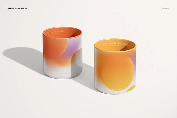 2 Mug without Handle Mockup PSD