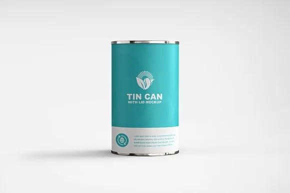 2 PSD Tin Can Packaging Mockup