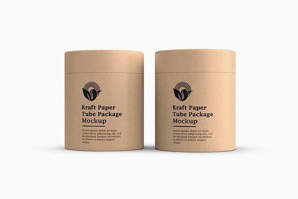 3 Kraft Tube Package Box PSD Mockup