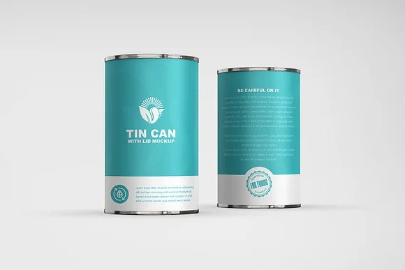 3 PSD Tin Can Packaging Mockup