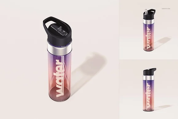 3 Water Bottle Mockup PSD