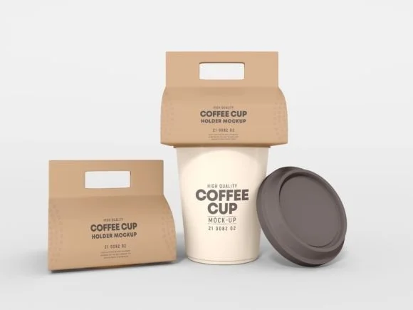 4 Coffee Cup Packaging Mockup PSD