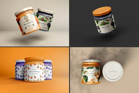 4 Jam Jar Mockup PSD