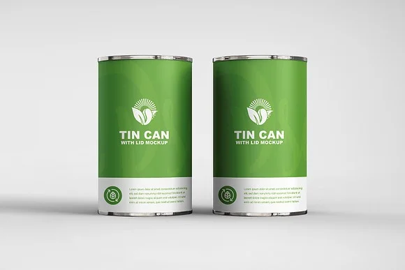 4 PSD Tin Can Packaging Mockup