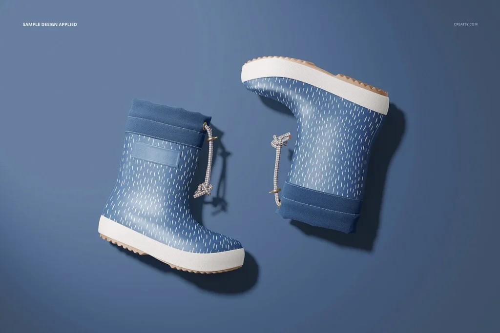 4 Rain Boots Mockup PSD