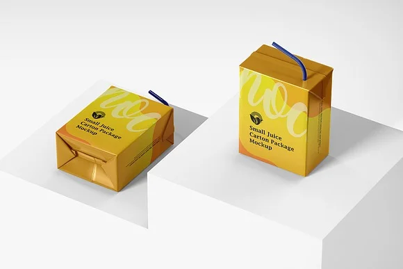 4 Small Juice Carton Mockup