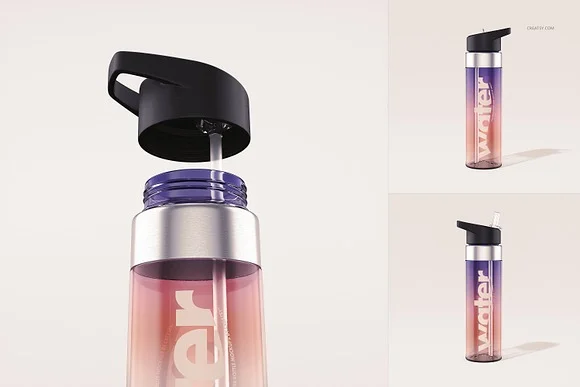 4 Water Bottle Mockup PSD