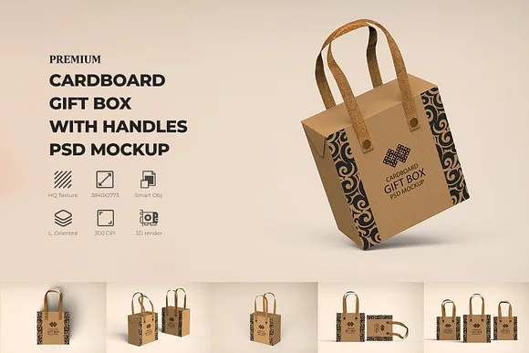 Euro Tote Kraft Gift Mockup PSD