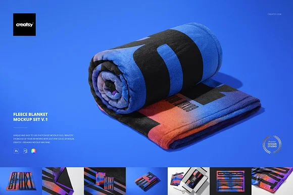 Fleece Blanket Mockup PSD