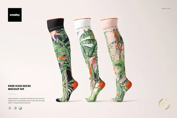 Knee High Socks Mockup PSD